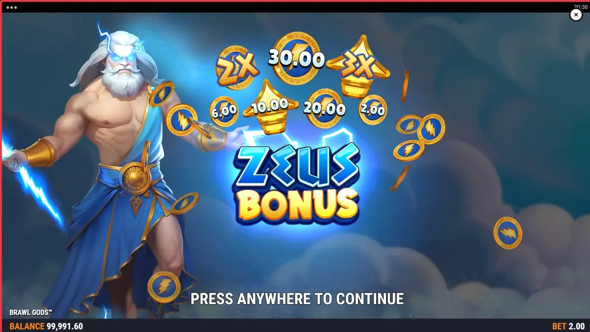 Tampilan layar terbagi slot Brawl Gods dengan Zeus dan Hades