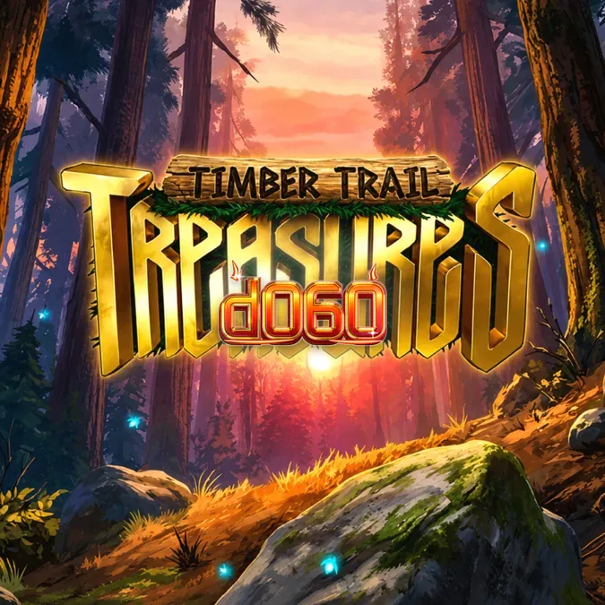 Tampilan antarmuka slot Timber Trail Treasures dengan tema hutan dan gulungan yang tersinkronisasi.