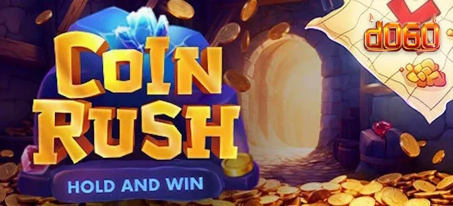 Tampilan antarmuka permainan slot Coin Rush dengan simbol koin dan mekanisme grid 3x3 yang dinamis